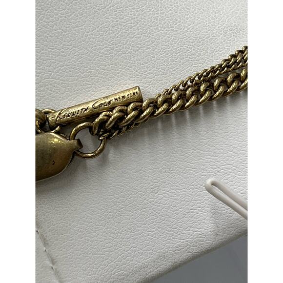 Kenneth Cole Antique Gold Tone Layered Leaf Multi Strand Necklace - Picture 7 of 8